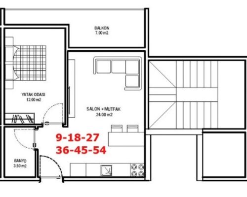 1+1 apartment, 50 m² in Exodus Garden, Alanya. Nature view,